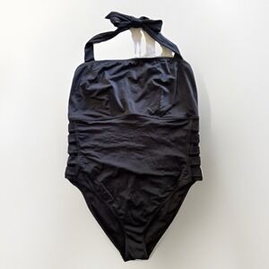 ASOS One Piece Swimsuit Womens Size 18 Black Halter Cutouts Festival Plus Size‎